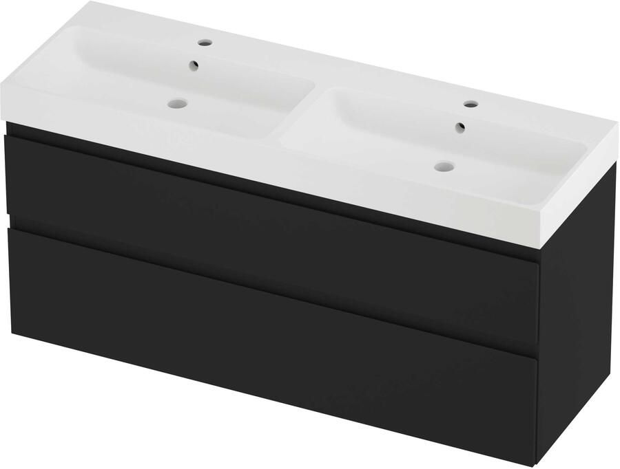 Proline Podium Badmeubelset Polystone Loft Dubbel 140x46x70 cm Mat White Mat Zwart