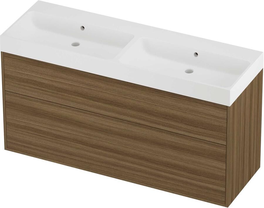Proline Podium Badmeubelset Polystone Loft Dubbel 140x46x75 cm Mat White Caramel Walnut
