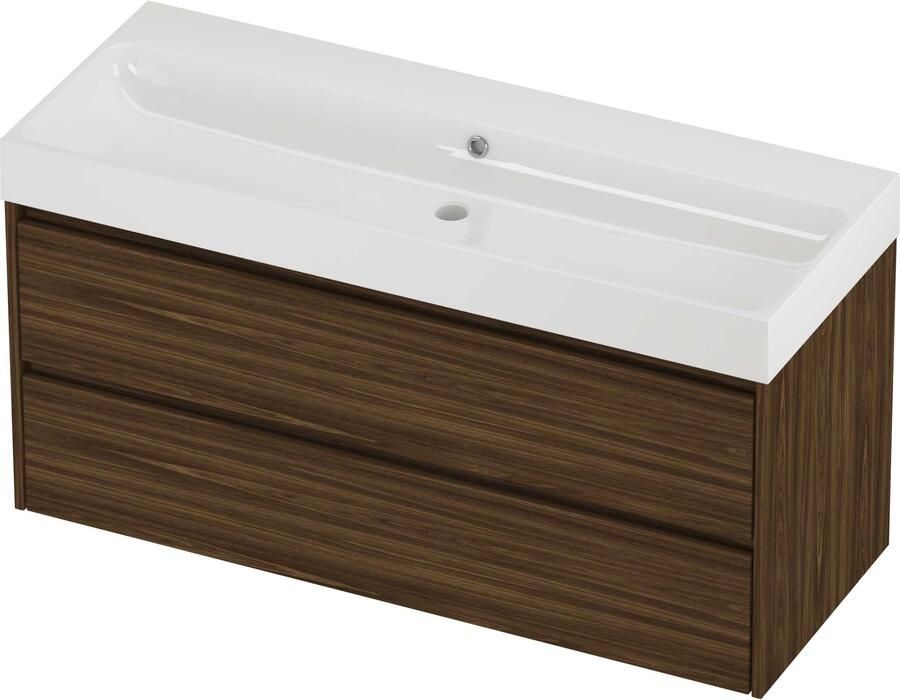 Proline Podium Badmeubelset Polystone Loft Enkel 120x46x62 cm Glans Wit Cabana Oak