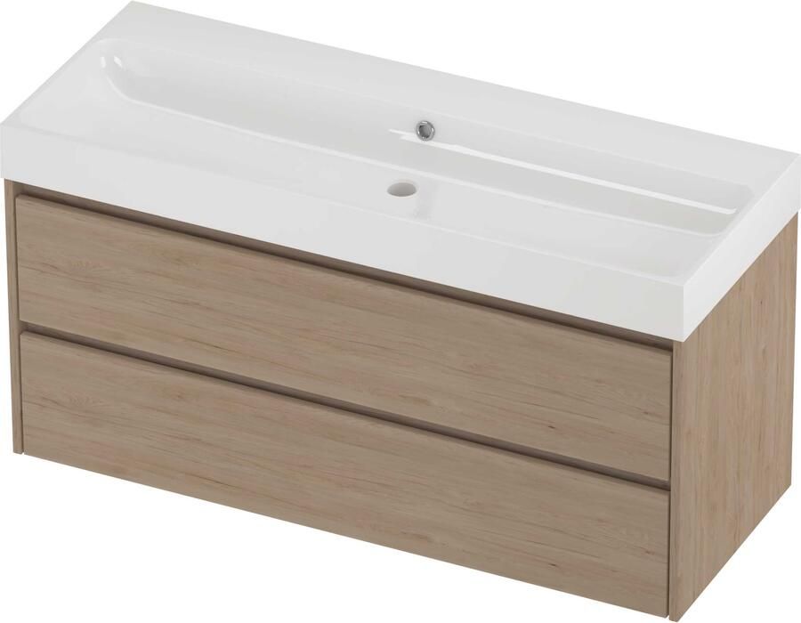 Proline Podium Badmeubelset Polystone Loft Enkel 120x46x62 cm Glans Wit Ideal Oak