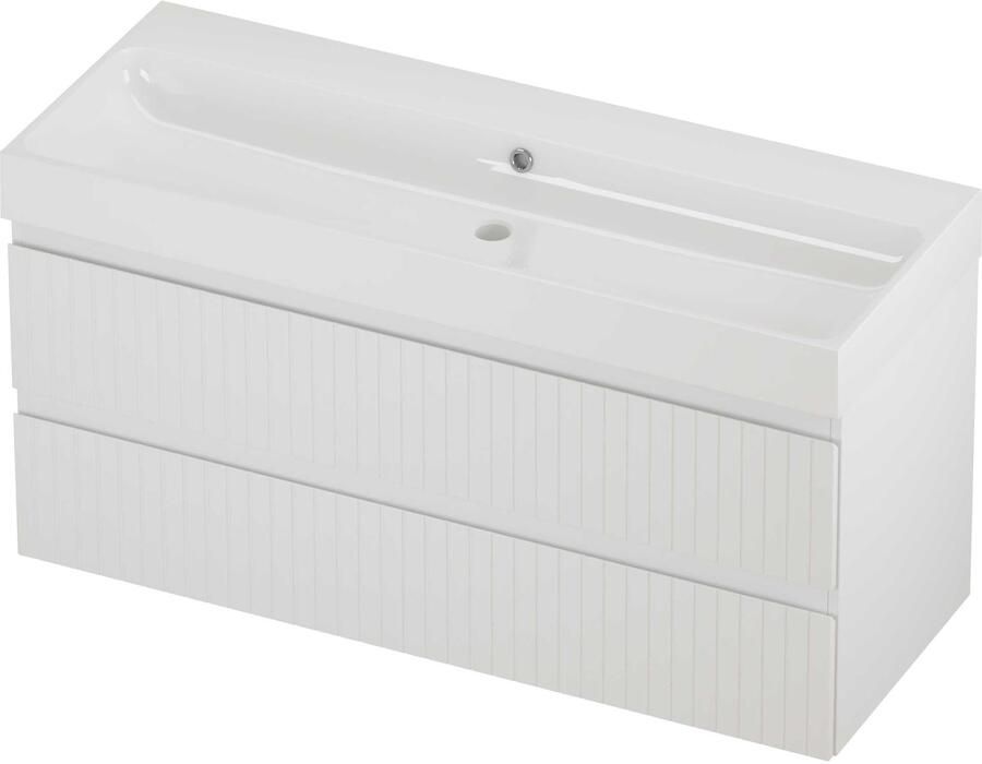 Proline Podium Badmeubelset Polystone Loft Enkel 120x46x62 cm Glans Wit Mat Wit