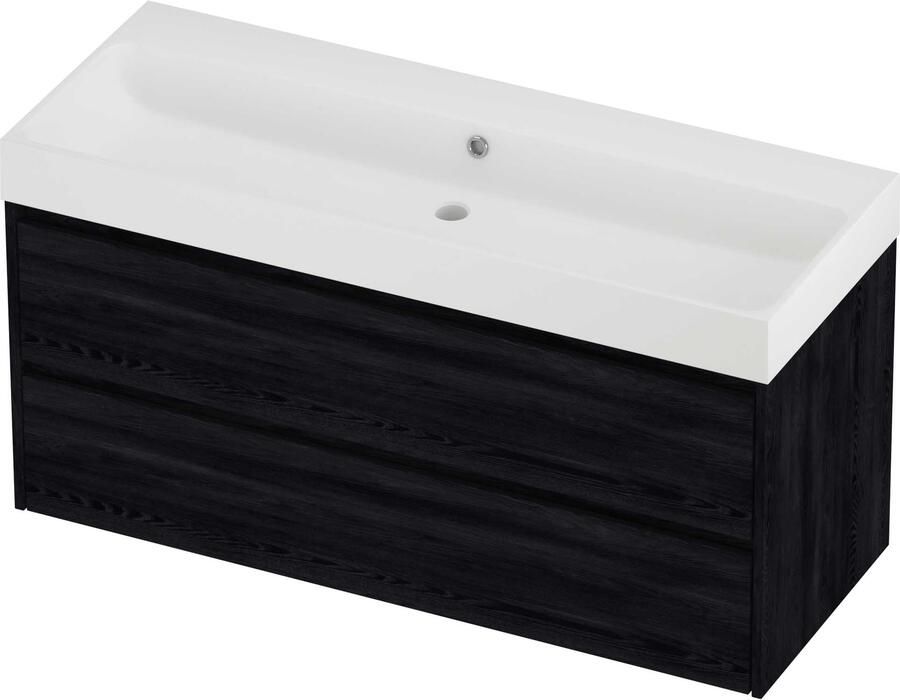 Proline Podium Badmeubelset Polystone Loft Enkel 120x46x62 cm Mat White Black Oak
