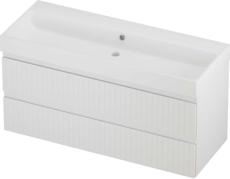 Proline Podium Badmeubelset Polystone Loft Enkel 120x46x62 cm Mat White Mat Wit