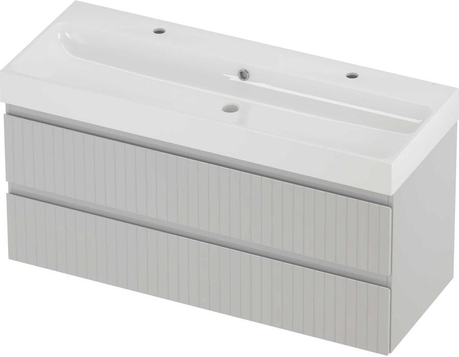 Proline Podium Badmeubelset Polystone Loft Gefreesd 120x46x62 cm Glans Wit Glans Wit