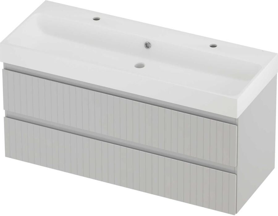Proline Podium Badmeubelset Polystone Loft Gefreesd 120x46x62 cm Mat White Glans Wit