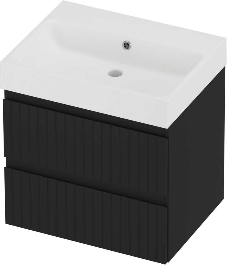 Proline Podium Badmeubelset Polystone Loft Gefreesd 60x46x62 cm Mat White Mat Zwart