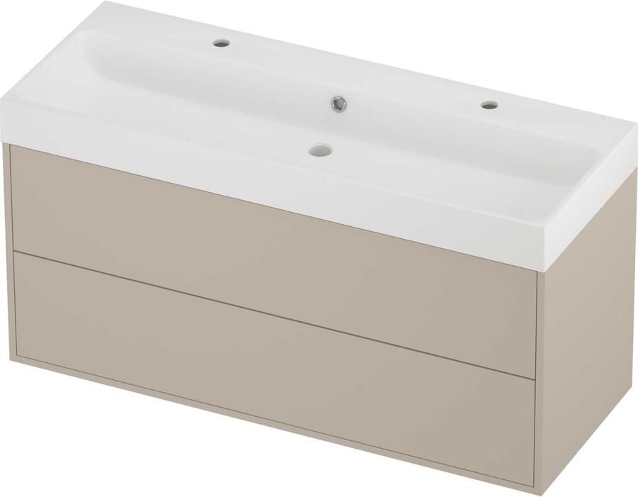 Proline Podium Badmeubelset Polystone Loft In Kader 120x46x62 cm Mat White Soft Linen
