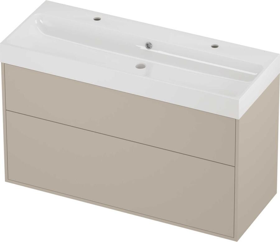 Proline Podium Badmeubelset Polystone Loft In Kader 120x46x75 cm Glans Wit Soft Linen