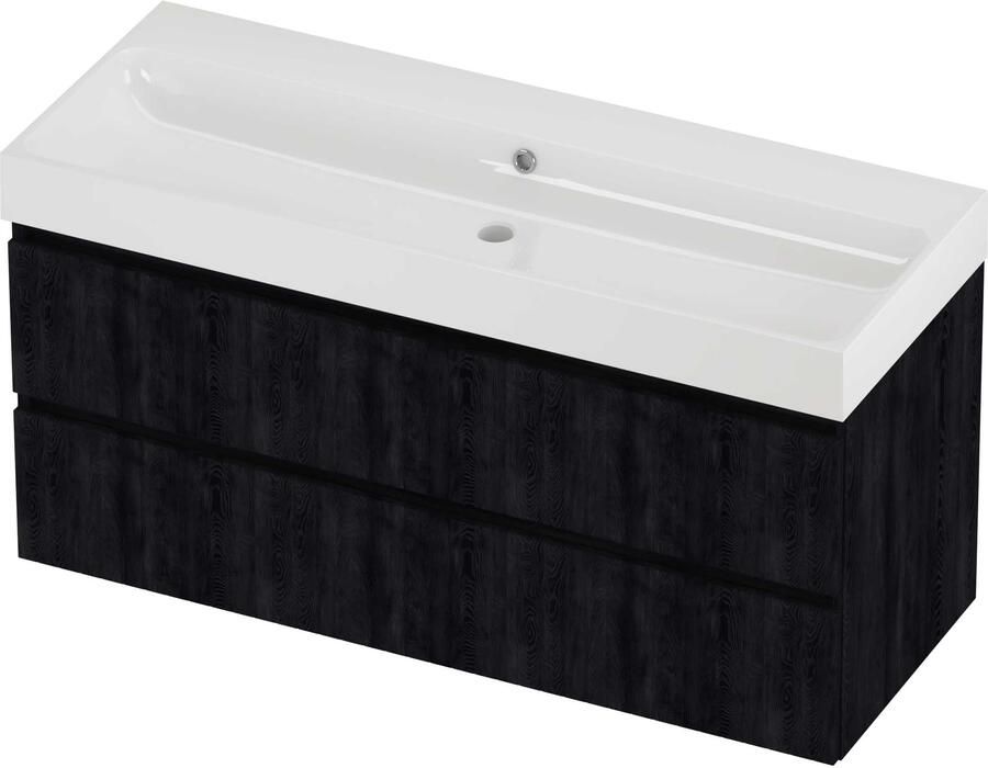 Proline Podium Badmeubelset Polystone Loft Zonder Kraangat 120x46x62 cm Glans Wit Charcoal Oak