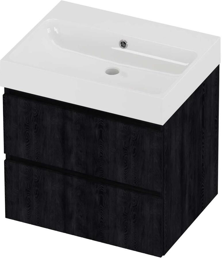 Proline Podium Badmeubelset Polystone Loft Zonder Kraangat 60x46x62 cm Glans Wit Charcoal Oak