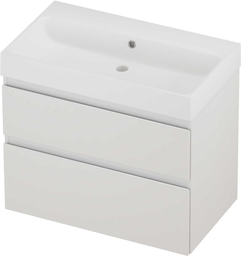 Proline Podium Badmeubelset Polystone Loft Zonder Kraangat 80x46x70 cm Mat White Glans Wit