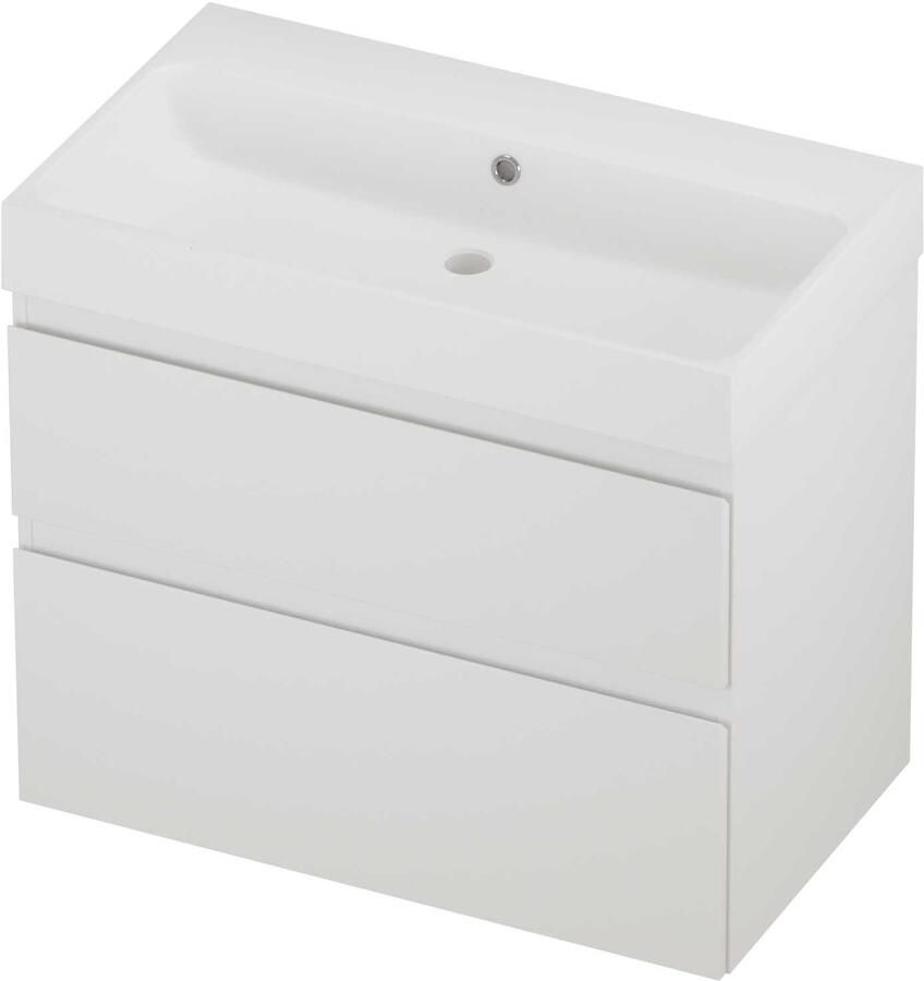 Proline Podium Badmeubelset Polystone Loft Zonder Kraangat 80x46x70 cm Mat White Mat Wit