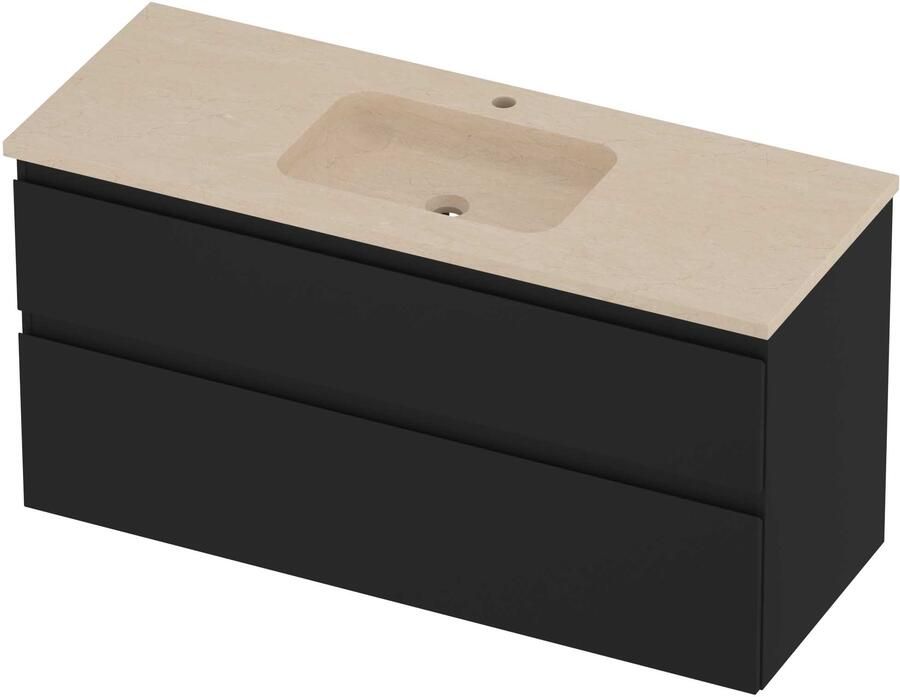 Proline Rollo Badmeubelset Hardsteen Elegant 1 Gat 120x46x62 cm Sand Stone Mat Zwart