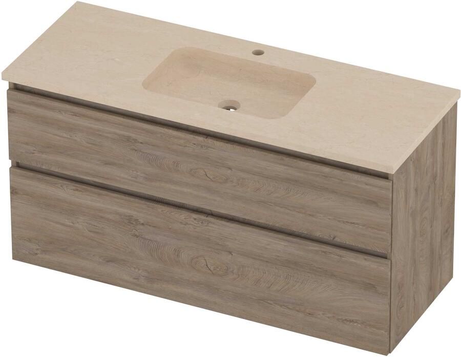 Proline Rollo Badmeubelset Hardsteen Elegant 1 Gat 120x46x62 cm Sand Stone Raw Oak