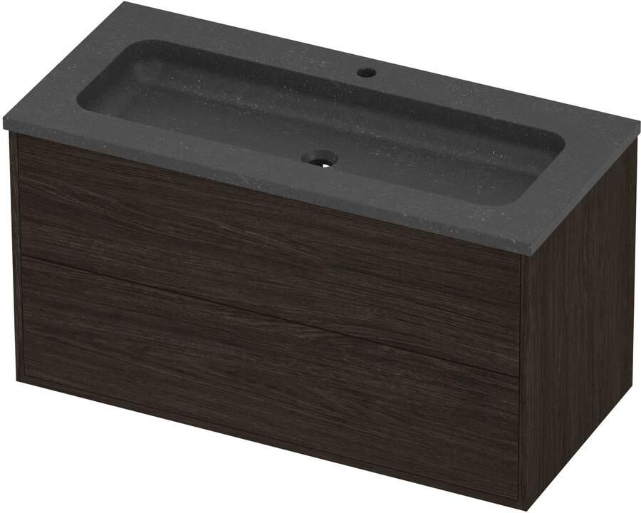 Proline Rollo Badmeubelset Hardsteen Elegant 1 Kraangat 100x46x54 cm Blue Stone Mokka Oak
