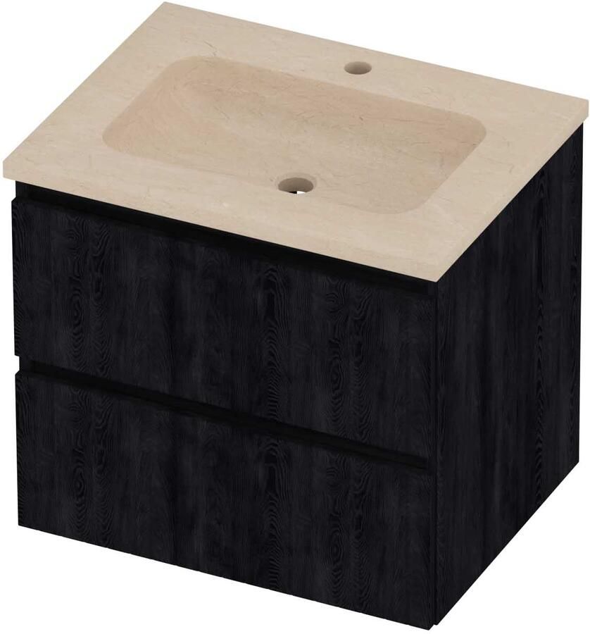 Proline Rollo Badmeubelset Hardsteen Elegant 1 Kraangat 60x46x54 cm Sand Stone Charcoal Oak