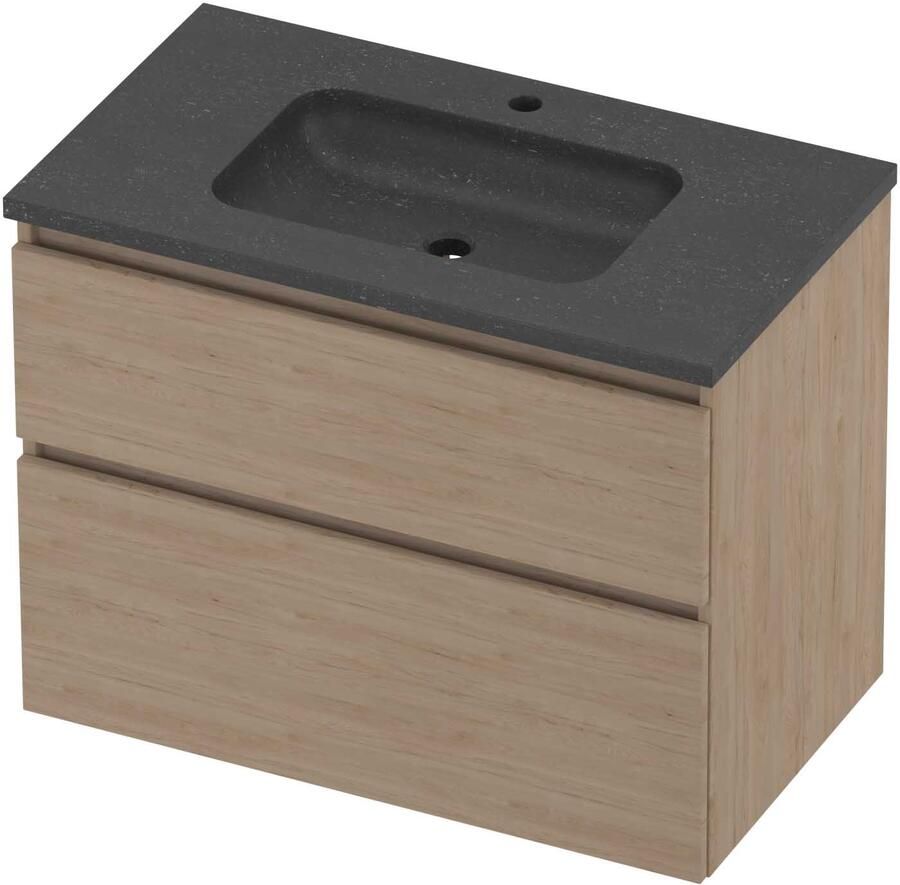 Proline Rollo Badmeubelset Hardsteen Elegant 1 Kraangat 80x46x62 cm Blue Stone Ideal Oak