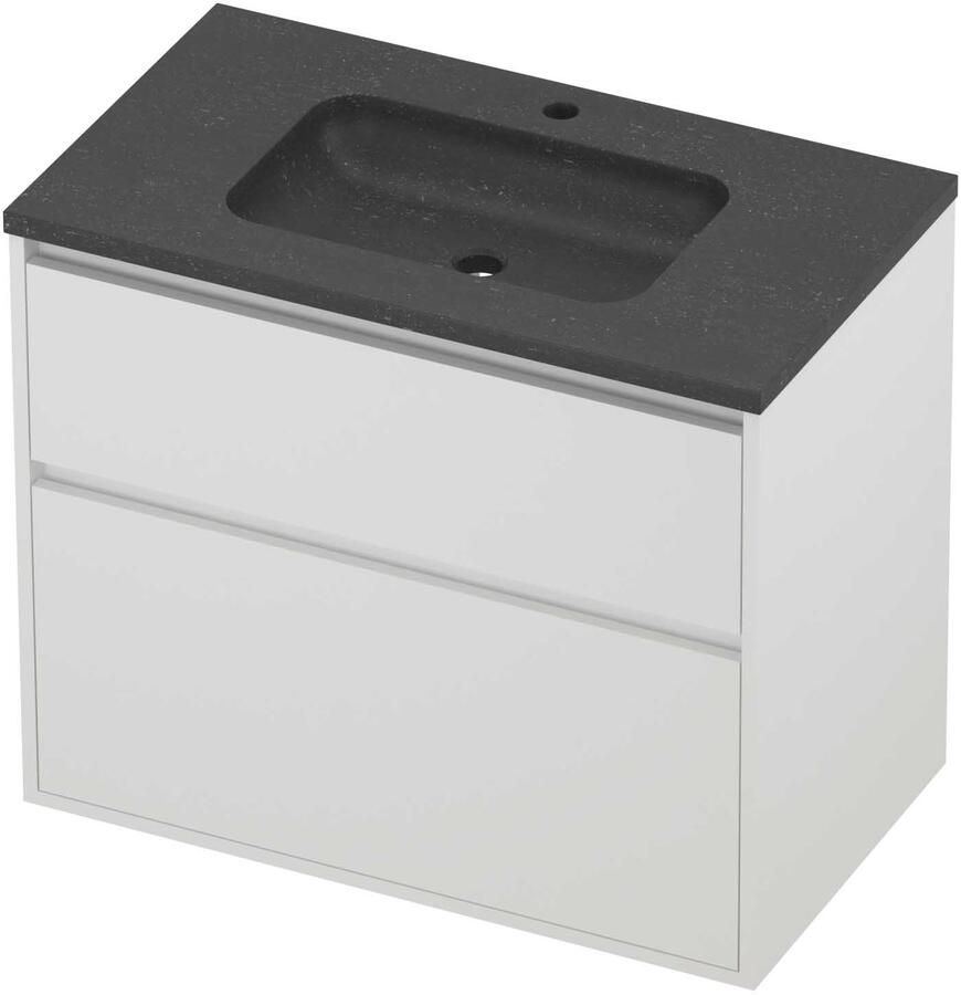 Proline Rollo Badmeubelset Hardsteen Elegant 1 Kraangat Greeploos 80x46x67 cm Blue Stone Mat White