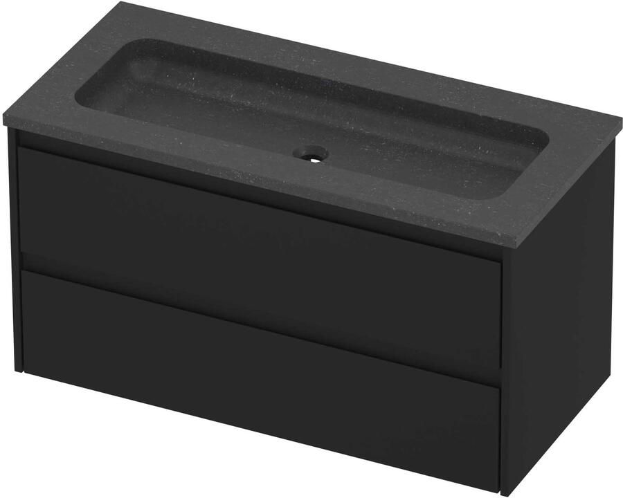 Proline Rollo Badmeubelset Hardsteen Elegant 100x46x54 cm Blue Stone Mat Zwart