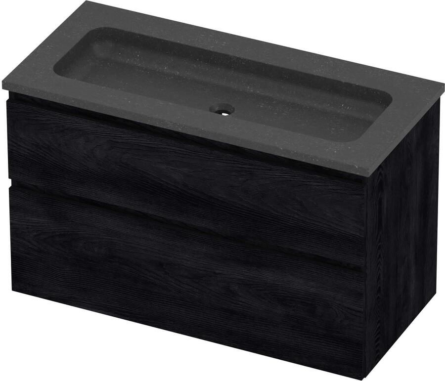 Proline Rollo Badmeubelset Hardsteen Elegant 100x46x62 cm Blue Stone Black Oak