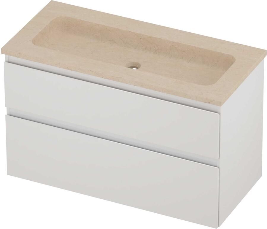 Proline Rollo Badmeubelset Hardsteen Elegant 100x46x62 cm Sand Stone Glans Wit