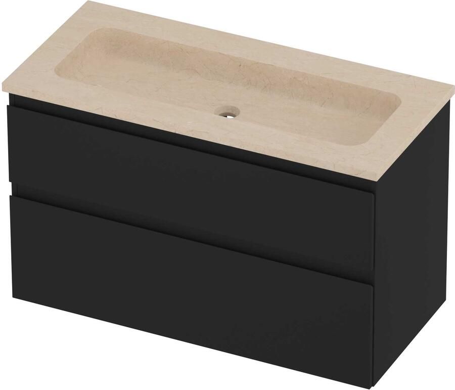 Proline Rollo Badmeubelset Hardsteen Elegant 100x46x62 cm Sand Stone Mat Zwart