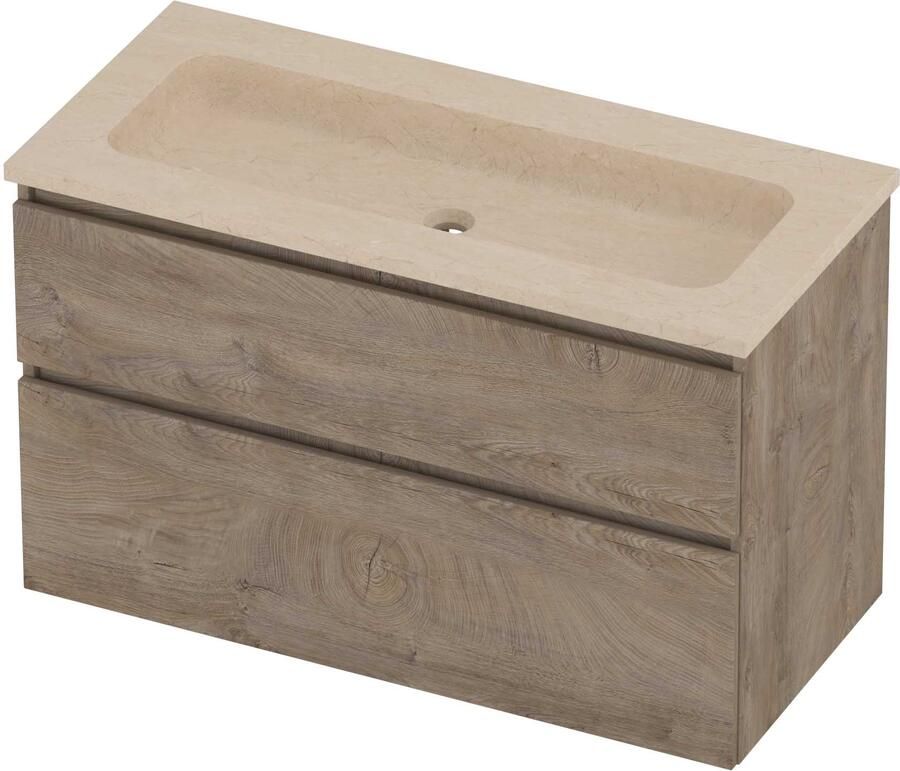 Proline Rollo Badmeubelset Hardsteen Elegant 100x46x62 cm Sand Stone Raw Oak