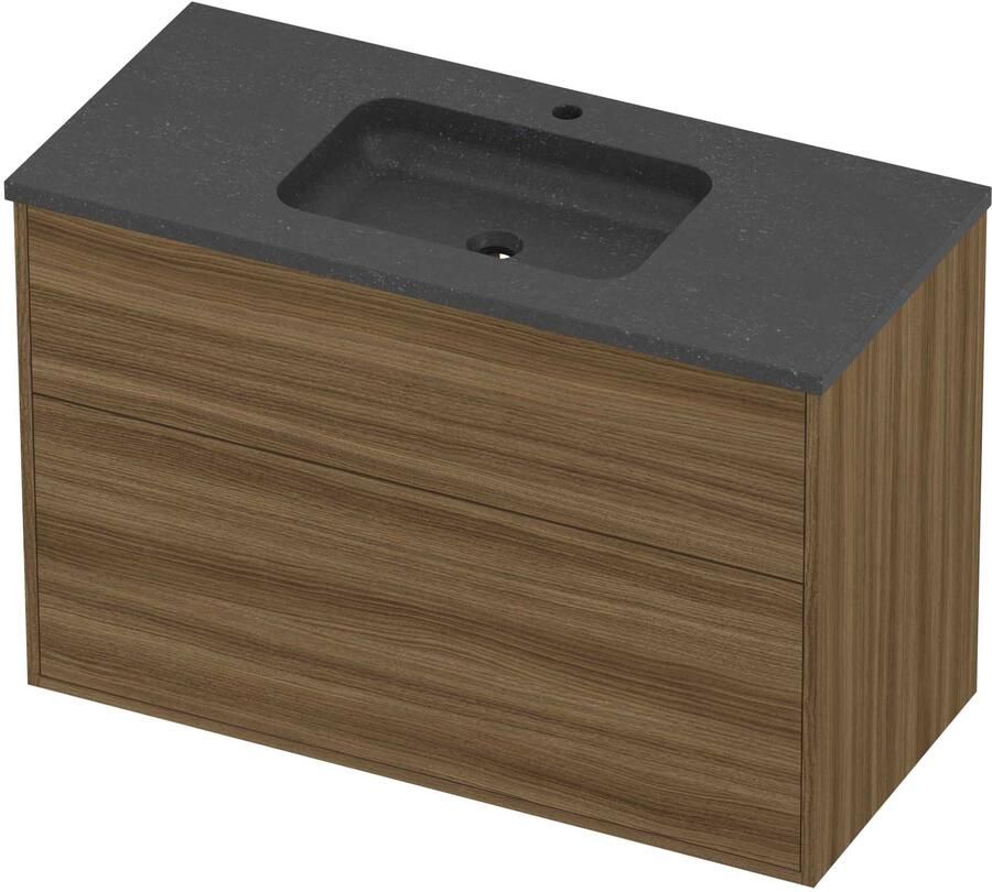 Proline Rollo Badmeubelset Hardsteen Elegant 100x46x67 cm Blue Stone Caramel Walnut