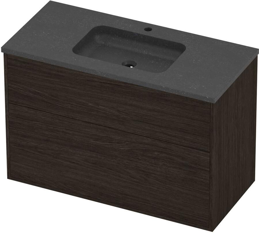 Proline Rollo Badmeubelset Hardsteen Elegant 100x46x67 cm Blue Stone Mokka Oak