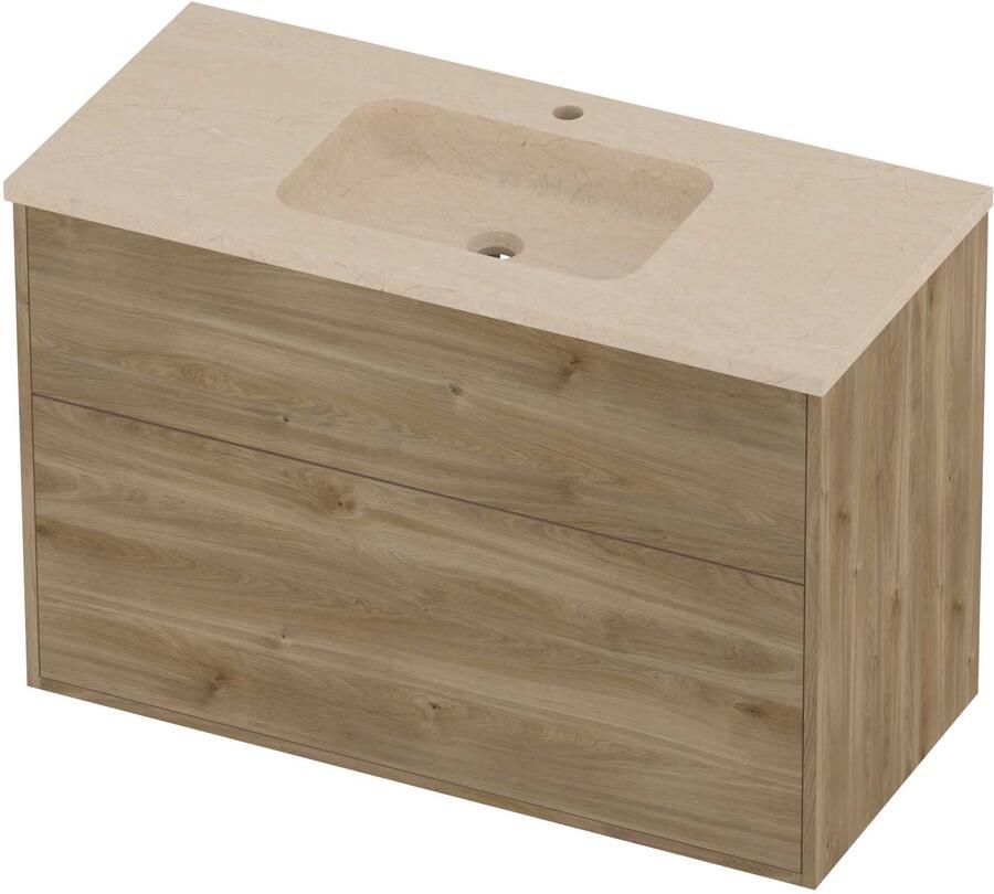 Proline Rollo Badmeubelset Hardsteen Elegant 100x46x67 cm Sand Stone Cider Oak
