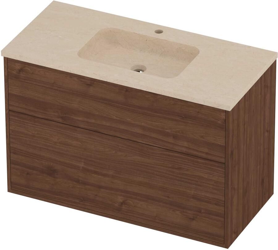 Proline Rollo Badmeubelset Hardsteen Elegant 100x46x67 cm Sand Stone Indian Walnut