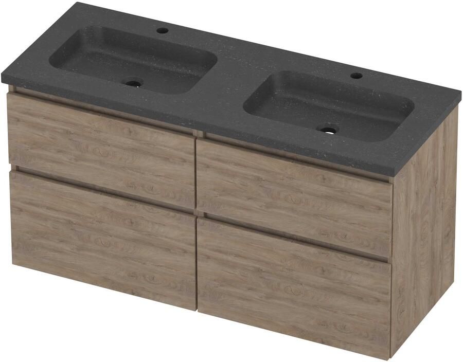 Proline Rollo Badmeubelset Hardsteen Elegant 120x46x62 cm Blue Stone Raw Oak