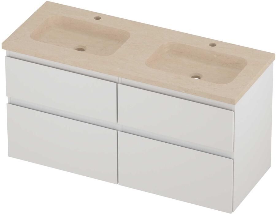 Proline Rollo Badmeubelset Hardsteen Elegant 120x46x62 cm Sand Stone Glans Wit