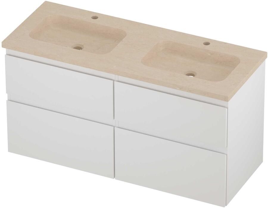 Proline Rollo Badmeubelset Hardsteen Elegant 120x46x62 cm Sand Stone Mat Wit