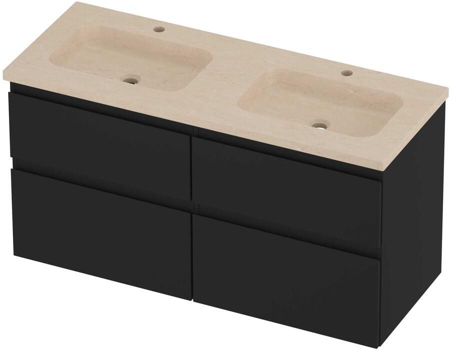 Proline Rollo Badmeubelset Hardsteen Elegant 120x46x62 cm Sand Stone Mat Zwart