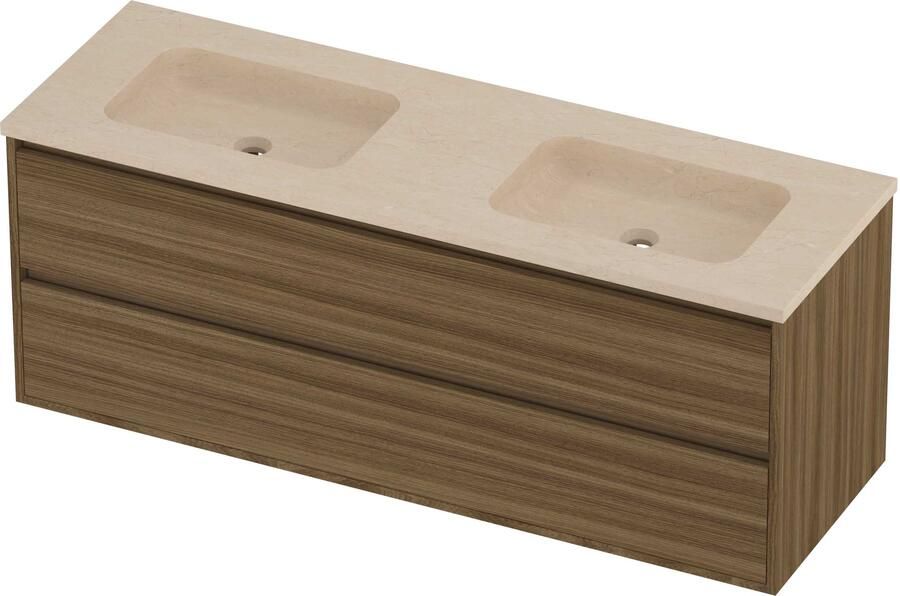 Proline Rollo Badmeubelset Hardsteen Elegant 140x46x54 cm Sand Stone Caramel Walnut