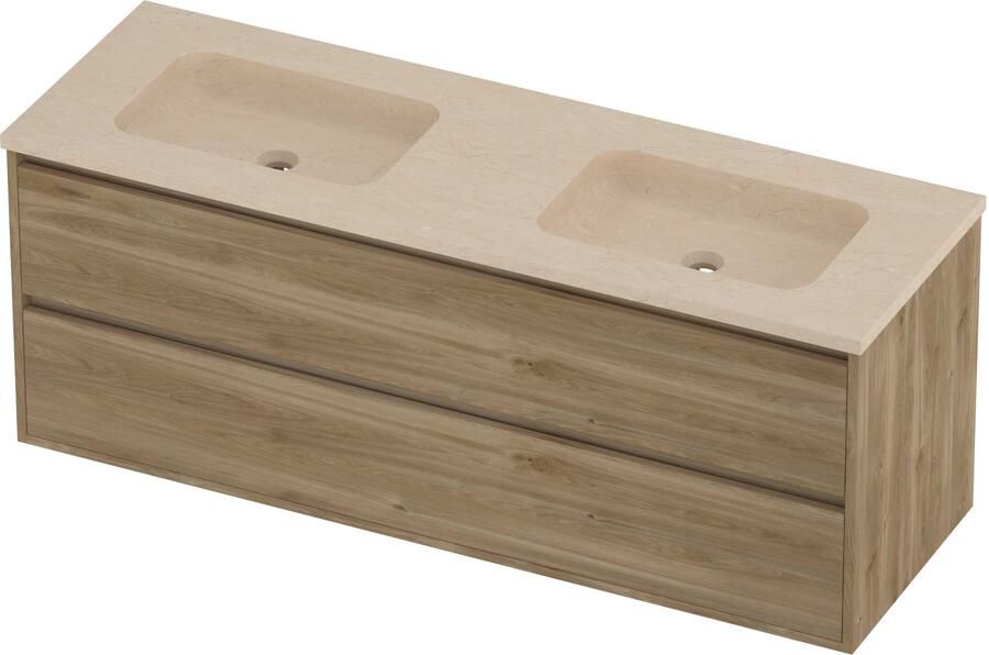 Proline Rollo Badmeubelset Hardsteen Elegant 140x46x54 cm Sand Stone Cider Oak
