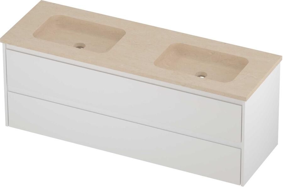 Proline Rollo Badmeubelset Hardsteen Elegant 140x46x54 cm Sand Stone Mat Wit