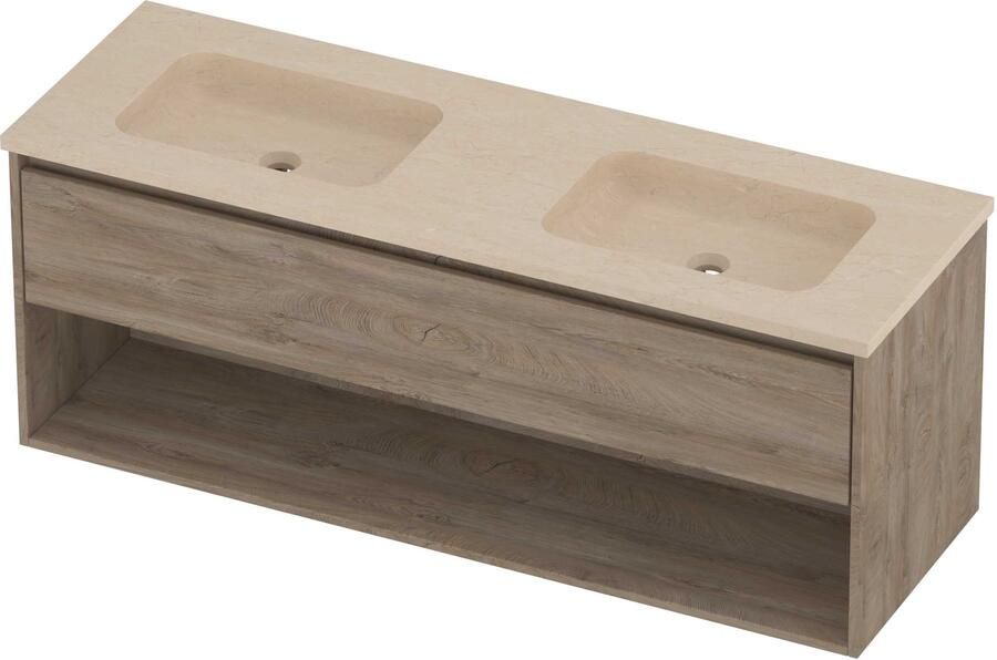 Proline Rollo Badmeubelset Hardsteen Elegant 140x46x54 cm Sand Stone Raw Oak