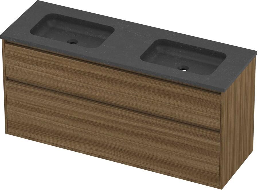 Proline Rollo Badmeubelset Hardsteen Elegant 140x46x67 cm Blue Stone Caramel Walnut