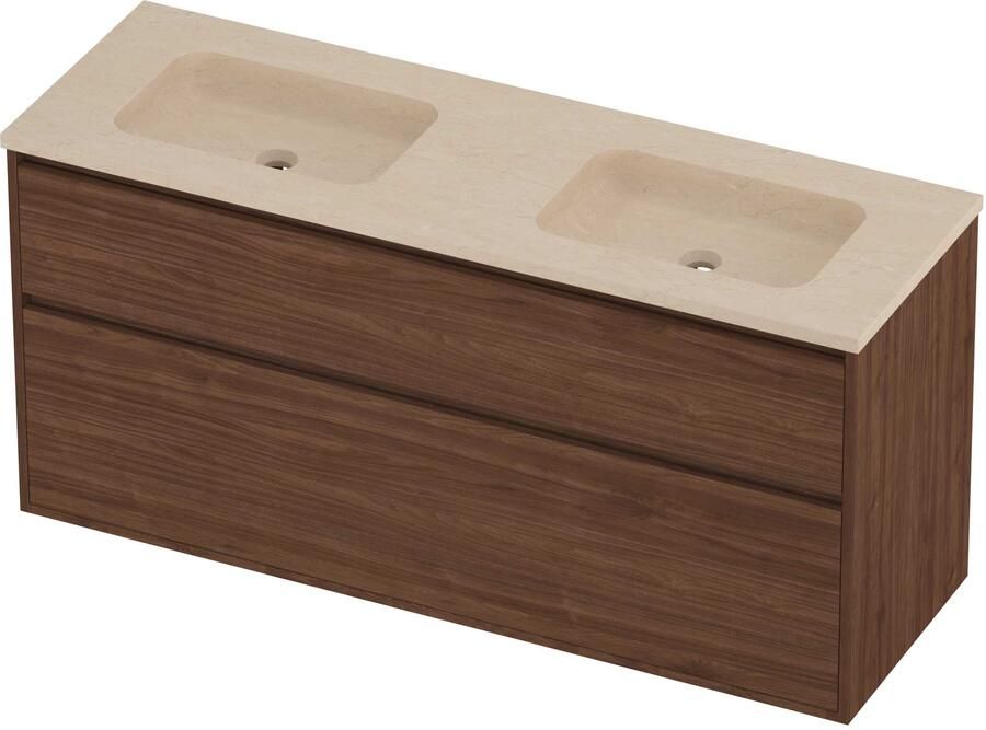 Proline Rollo Badmeubelset Hardsteen Elegant 140x46x67 cm Sand Stone Indian Walnut