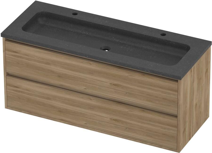 Proline Rollo Badmeubelset Hardsteen Elegant 2 Gaten 120x46x54 cm Blue Stone Cider Oak