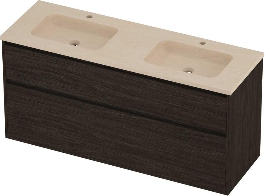 Proline Rollo Badmeubelset Hardsteen Elegant 2 Gaten 140x46x67 cm Sand Stone Mokka Oak