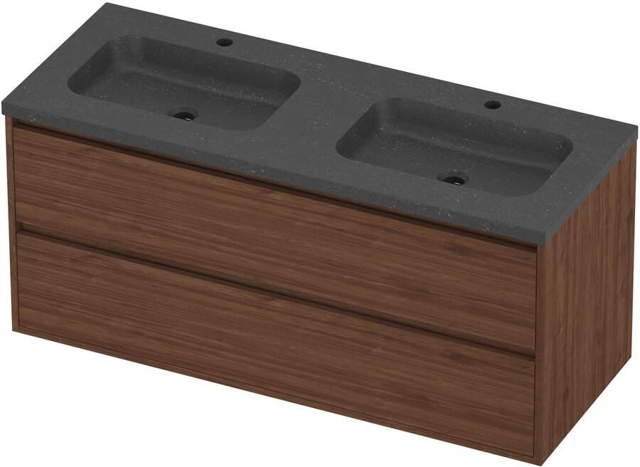 Proline Rollo Badmeubelset Hardsteen Elegant 2 Laden 120x46x54 cm Blue Stone Indian Walnut
