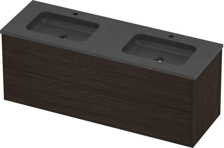 Proline Rollo Badmeubelset Hardsteen Elegant 2 Laden 140x46x54 cm Blue Stone Mokka Oak