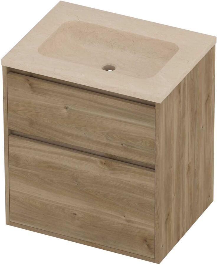 Proline Rollo Badmeubelset Hardsteen Elegant 60x46x67 cm Sand Stone Cider Oak