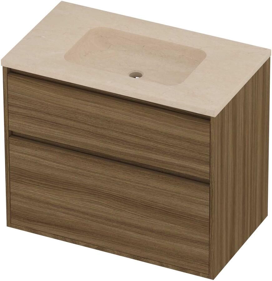 Proline Rollo Badmeubelset Hardsteen Elegant 80x46x67 cm Sand Stone Caramel Walnut