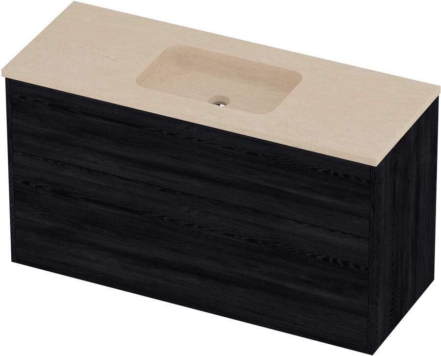 Proline Rollo Badmeubelset Hardsteen Elegant Asymmetrisch 120x46x67 cm Sand Stone Black Oak