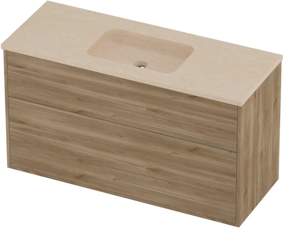 Proline Rollo Badmeubelset Hardsteen Elegant Asymmetrisch 120x46x67 cm Sand Stone Cider Oak