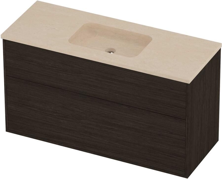 Proline Rollo Badmeubelset Hardsteen Elegant Asymmetrisch 120x46x67 cm Sand Stone Mokka Oak
